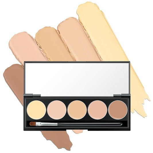 5 In 1 Multi-Use Correcting Concealer Palette,Waterproof Long Lasting Contour Palette,Professional Creamy Concealer Kit for Women,Easy to Create Full Coverage and Natural Finish.#4