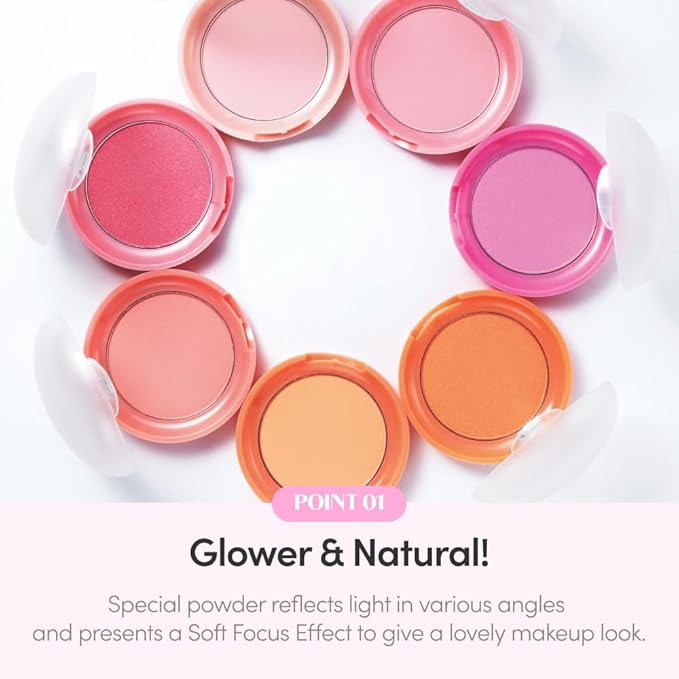 ETUDE Lovely Cookie Blusher #OR202 Sweet Coral Candy 4g | Glowing & Natural Powder Blush with Long-Lasting Sebum Control | Easy Application | Puffy Cushion for a Lovely Makeup Look