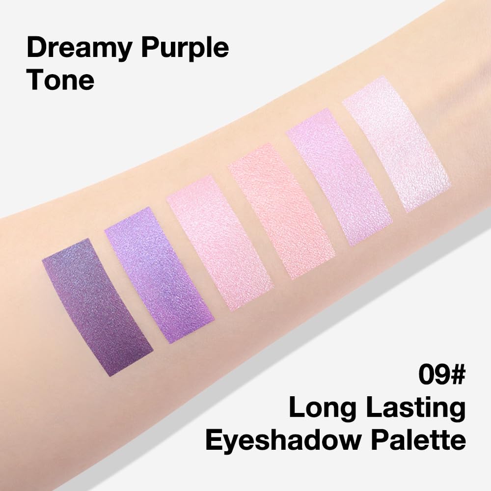 Kaely 6 Colors Mini Purple Eye Shadow Palette Makeup, Matte Shimmer Glitter Violet Lavender Lilac Eyeshadow Palette High Pigmented Waterproof, paleta de sombras de ojos, Vegan & Cruelty-free, 09