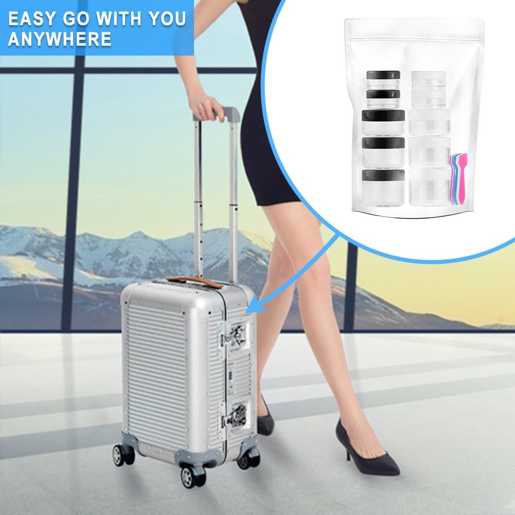 Accmor 25 Pieces Acrylic Containers with Lids 3/5/10/15/20 Gram Size Cosmetic Jars with 5 Pieces Mini Spatulas Gift