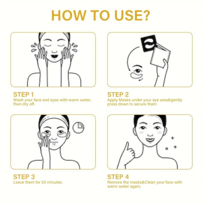 60 Pcs-Under Eye Mask For Eye Care,24K Gold Eye MaskHydrating Moisturizing Eye Mask Patch Under Eye Patches For Dark Circles And Puffiness