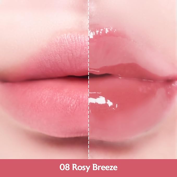 MILKTOUCH Jelly Fit Lip Tint (08 Rosy Breeze) with Cooling Plumping Effect and Water-Based Non-Sticky Texture | Long Lasting Korean Beauty Lipstain Tinted Gloss Oil Brown K Makeup