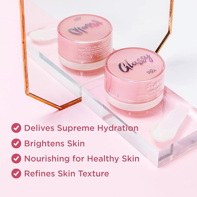 Touch in Sol Pretty Filter Glassy Skin Balm Primer 2 Pack – Skin Smooth Moisturizing Primer before Makeup - Natural Glow Face Cream Moisturizer with Shea Butter and Rose Flower Water, 1.05 oz.