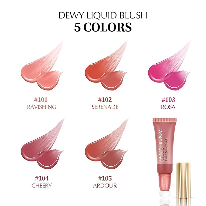 3 Color Liquid Blush,Soft Cream Lightweight Beauty Blush.(101# Ravishing -Nude Pink+102# Serenade-Sweet Peach+103# Rosa-Cool Pink)