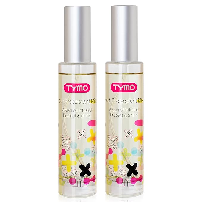 TYMO Heat Protectant for Hair with Argan Oil for Heated Styling Tools, Leave in Conditioner Spray to Smooth & Hydrate, Natural Pure Formulation, Multi-benefit Treatment, Lightweight Spray, Pack of 2