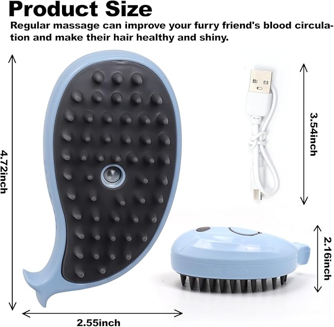 Cat Steam Brush for Shedding, Cat Grooming Brush With Steam, Rechargeable Steam Pet Brush for Dog And Cat, Steamy Cat Brush 3 In1, Self Cleaning Steam Brush for Massage,Clean and Removing Loose Hair