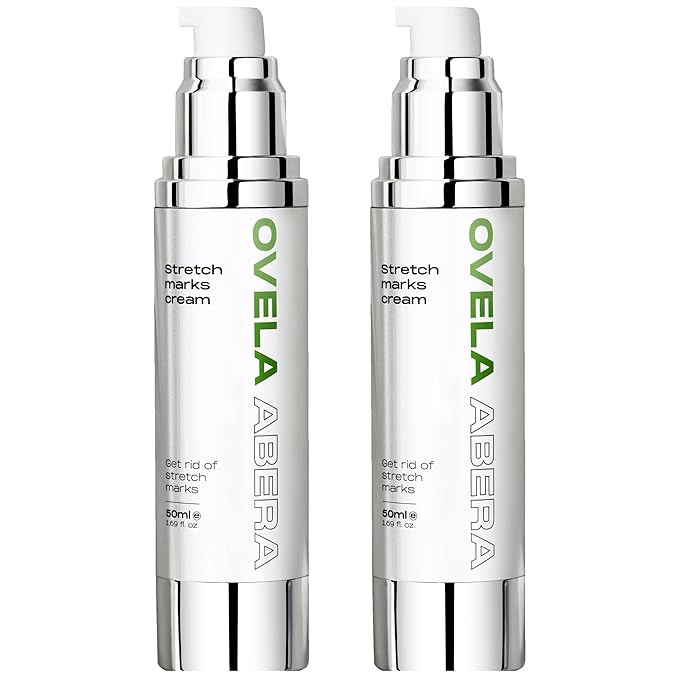 Abera Ovela Maternity Stretch Mark Cream for Pregnancy and Weight Fluctuations, Stretch Mark Treatment Pregnancy Must Haves, Deep Stretch Mark Removal, All Skin Types, 1.69 fl oz, Set of 2