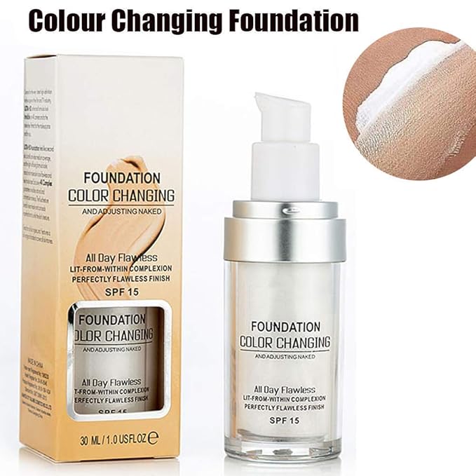 TLM Concealer Cover Cream, Flawless Colour Changing Foundation Makeup, Warm Skin Tone Foundation liquid Base Nude Face Moisturizing Liquid Cover Concealer for Women and Girls