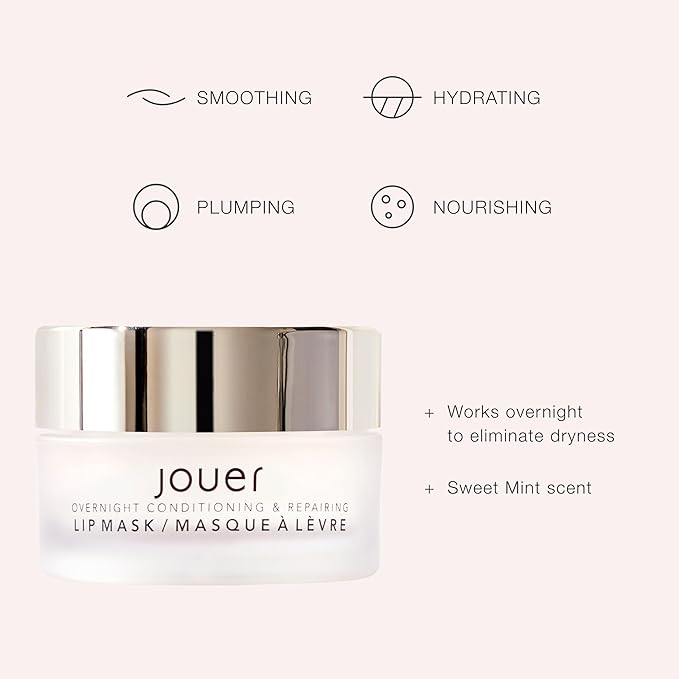Jouer Conditioning & Repairing Lip Mask – Overnight Lip Mask for Dry Lips - Moisturizing Lip Balm - Maxi Lip for Plumper Lips and Visual Fullness - with Jojoba Oil and Grapeseed Oil for Hydration