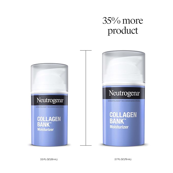 Neutrogena Collagen Bank Face Moisturizer, Larger Size Anti-Aging Face & Neck Collagen Cream, Bakuchiol, Face Lotion Supports Skin’s Natural Collagen for Visibly Plump Skin, 2.7 fl. oz