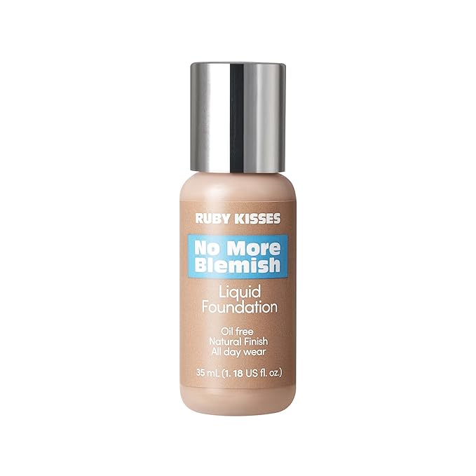 Ruby Kisses Liquid Foundation No More Blemish Oil-Free Foundation Korean Makeup 1.18 Fl Oz (Golden Honey)