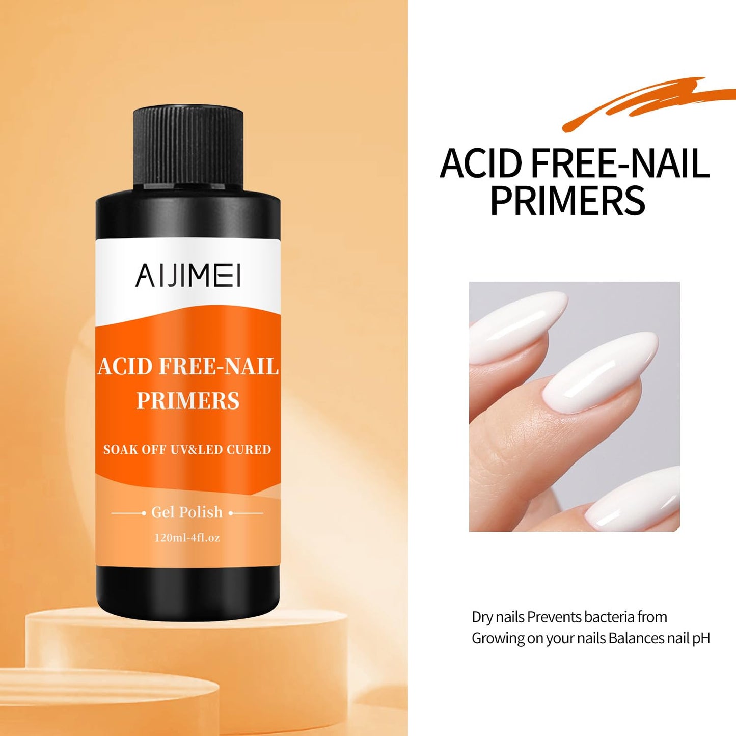 AIJIMEI Nail Primer for Gel Polish Nail Primer for Stronger Nails, Nail Care Compatible with All Polishes Nail Art Enhance Adhesion and Extend Gel Manicure Wear4 Fl Oz