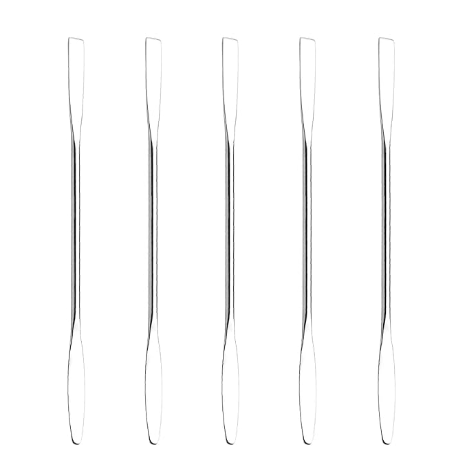5Pcs Makeup Spatula tool metal Set Professional Beauty Stainless Steel Cosmetics Mixer Long Metal Spatula Depotting Mixing Tool (#1)