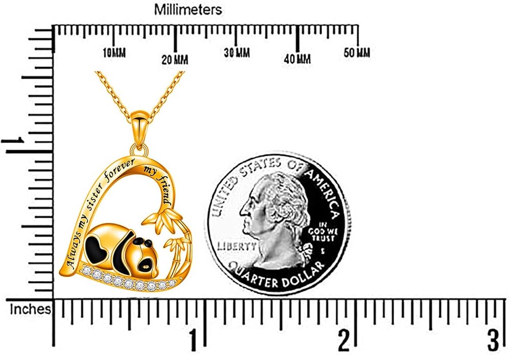 Silver Crystal Panda Necklace Choker Vintage Heart Panda Pendant Cute Animal Necklace Charm Jewelry I Love You Forever Birthday Gifts for Kids Women and Girls