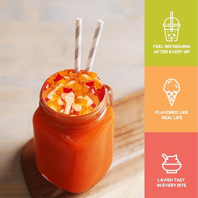 Fanale Coconut Jelly Topping nata de coco for Bubble Tea 8.3 lb | Rainbow Jelly | for Boba Tea, Smoothies, Slushes, Desserts | 8.3 pound (Pack of 4) | JEL001-CS
