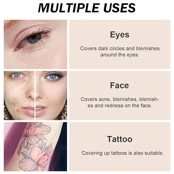 Kaely Pot Concealer Set,under Eye for Conceals Dark Circles, Waterproof Face Primer Makeup,Corrects Tattoo Concealer,Foundation Makeup Brush,Eye Ring corrector de ojeras 01, 01 IVORY WHITE