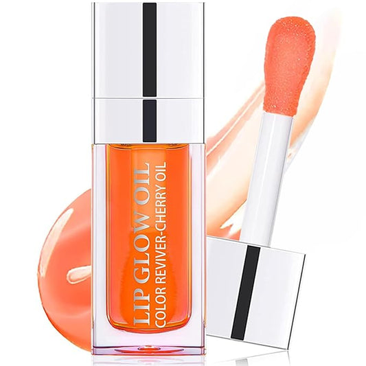 Plumping Lip Oil, Moisturizing Lip Glow Oil, Long Lasting Nourishing Lip Gloss Lip Balm, Non-sticky Transparent Toot Lip Oil Tinted for Lip Care and Dry Lip - Coral