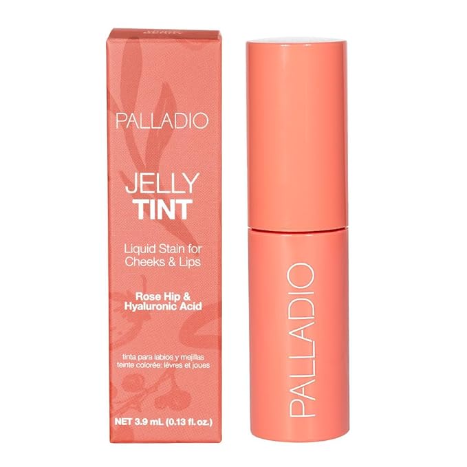 Palladio Jelly Tint, Liquid Stain for Cheeks & Lips, Vivid Color Lip Stain, Lightweight Non-Sticky and Transfer-proof, Natural Finish Makeup, Nude Berry