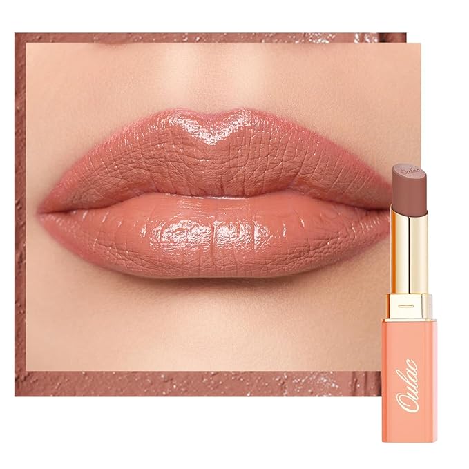Oulac Color Rich Satin Matte Lipstick – Nude Peach Lipsticks for Women, Long Lasting, Hydrating Lip Color, Non-Drying Velvet Finish, Creamy Texture, Full Coverage, Vegan, SG04