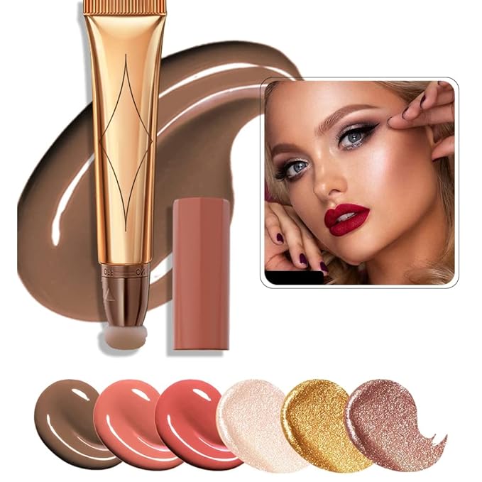 Highlighter Beauty Wand, Face Concealer Contouring With Halo Glow Liquid Filter Long Lasting & Smooth Matte Finish Liquid Illuminator Makeup Stick (05 Bronze Gold)