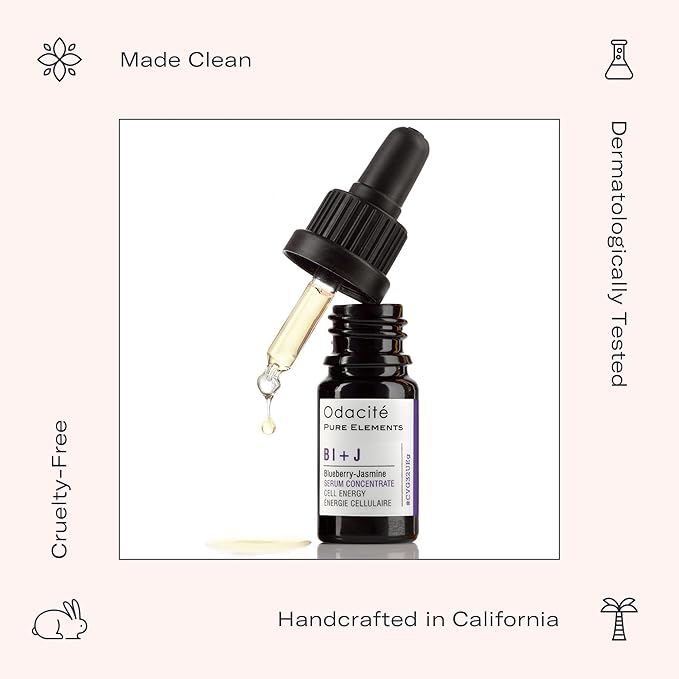 Odacité Anti Aging Serum Concentrate with Blueberry + Jasmine, Hydrating & Skin Brightening Anti-Aging Facial Oil Concentrate for Mature & Tired Skin - 0.17 fl. oz