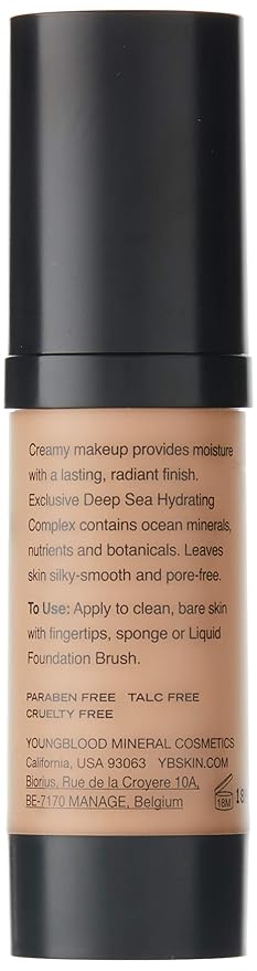 Youngblood Clean Luxury Cosmetics Liquid Mineral Foundation, Capri | Dewy Mineral Lightweight Full Coverage Makeup for Dry Skin Poreless Flawless Tinted Glow | Vegan, Cruelty Free, Gluten-Free