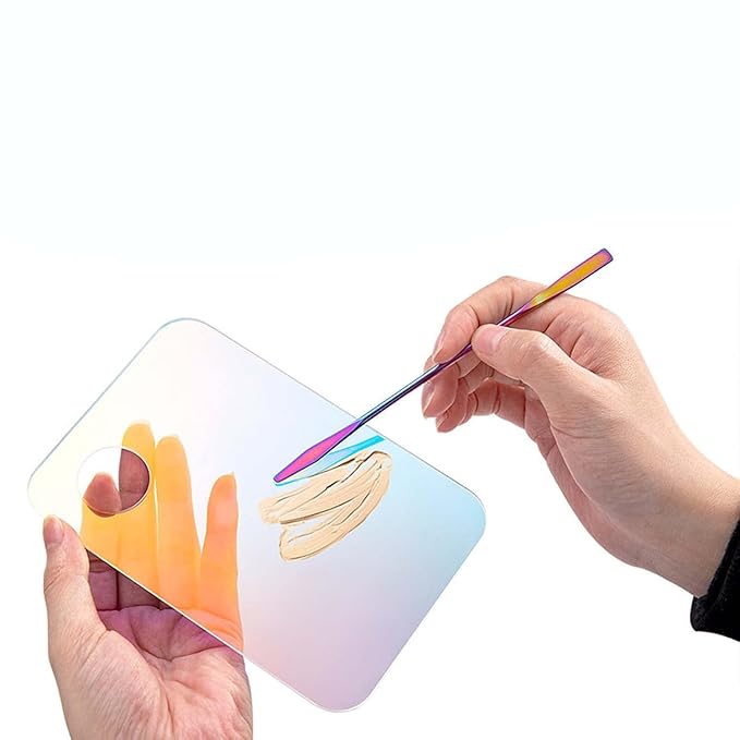 Pink Cosmetic Makeup Palette, Nail Art Palette with Spatula, DIY Makeup Mixing Palette, Beauty Salon Color Cream Mixing Palette, Nail Art Painting Mixed, Makeup Display Board Beauty and Personal Care