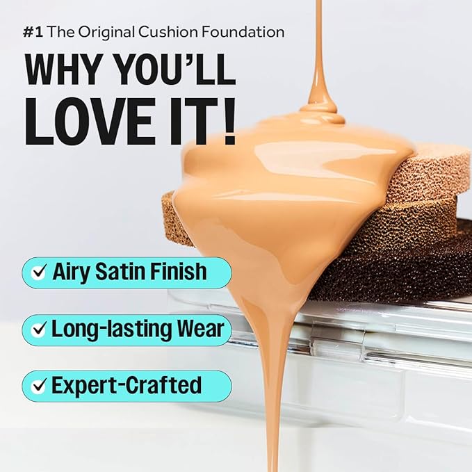 CLIO Kill Cover Founwear Cushion The Original – 20 Shades, Buildable Light to Medium Coverage, Natural Finish, Korean Makeup Foundation, Long-Lasting Skin Fit, 26W CHEESE