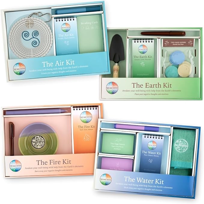 The Air Kit by Two Sage Sisters - Self Care Kit with Airspinner, Breathing Cards, Notebook, and Marker, Pamper and Self Care Gifts for Women, Womens Care Package for Mindfulness and Relaxation