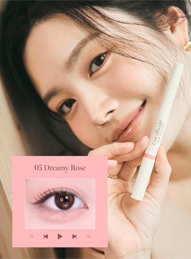 CORALHAZE Idol AEGYO-SAL Maker 05 Dreamy Rose, 2-in-1 Under-Eye Highlighter and Contour Liner for Bright, Voluminous Eyes, Long-Lasting, Smudge-Proof Shimmer Stick with Natural Glow, Korean Beauty
