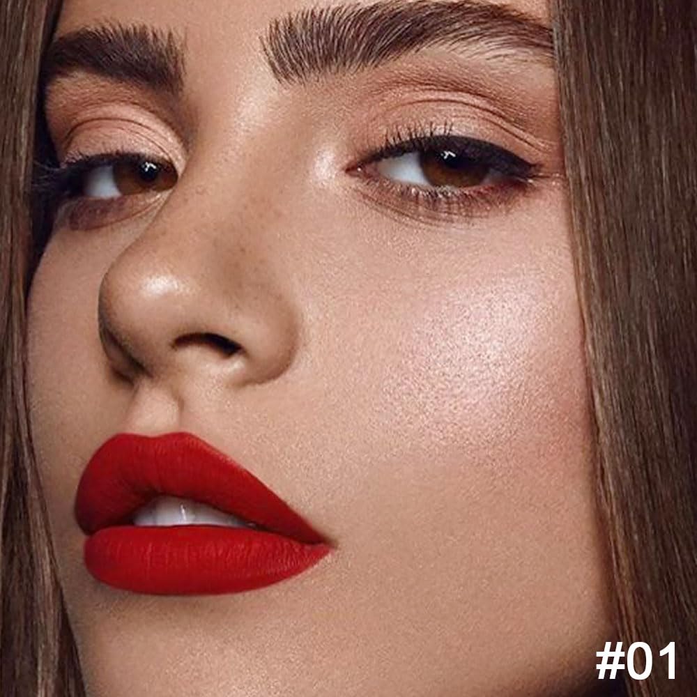 Kaely 2-in-1 Red Lip Liner & Lipstick Set Kit for Women, Matte Lips Kit with Lip Liner Lip Stains Long Lasting Waterproof 24 Hour Lipstick and Lip Liners Combo Lipliners Pencil Set 01