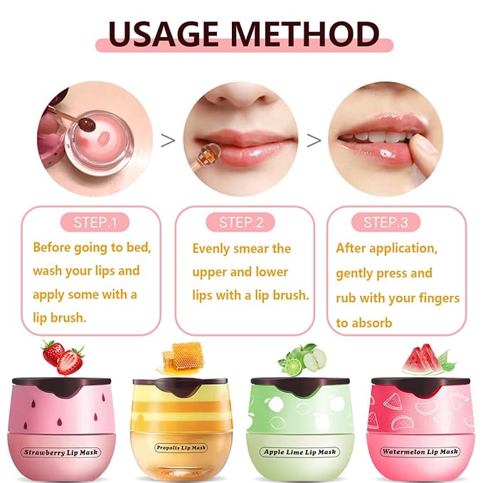 Strawberry Lip Balm Sleeping Lip Mask, Lip Balm with Stick, Lip Scrubs Exfoliator, Day & Night Lip Care - Hydrate Repair Prevent Dry (Strawberry)