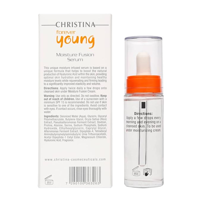 Christina Forever Young Moisture Fusion Peptide Serum for Face with Hyaluronic Acid | Accelerated Collagen Production Face Serum | Skin Regeneration | Post-Peeling Rehab | For All Skin Types 30ml