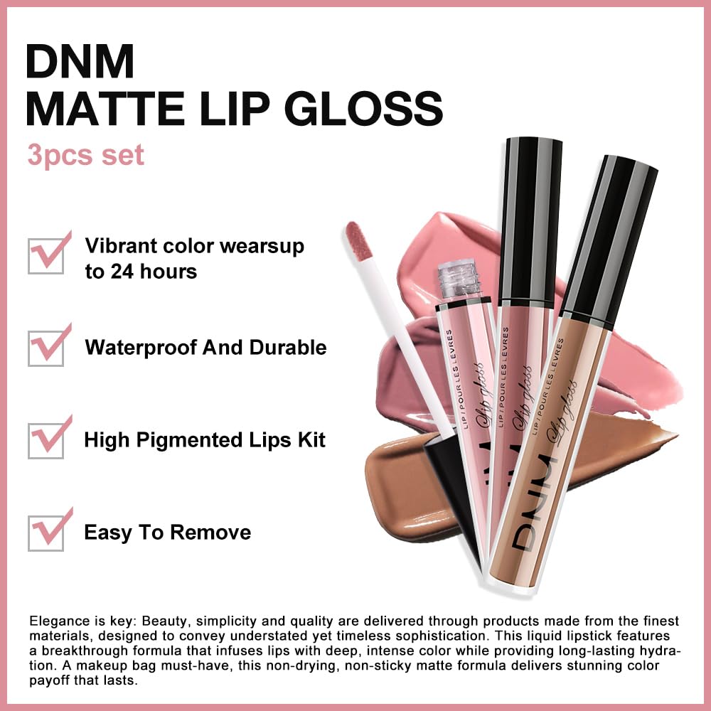 evpct 3Pcs Light Neutral Nude Matte Liquid Lipstick Lip Stain Sets for Women, Matte Lipstick Long Lasting Waterproof Permanent 24 Hours original, Magic Lip Sticks Pack for Halloween Daily Makeup