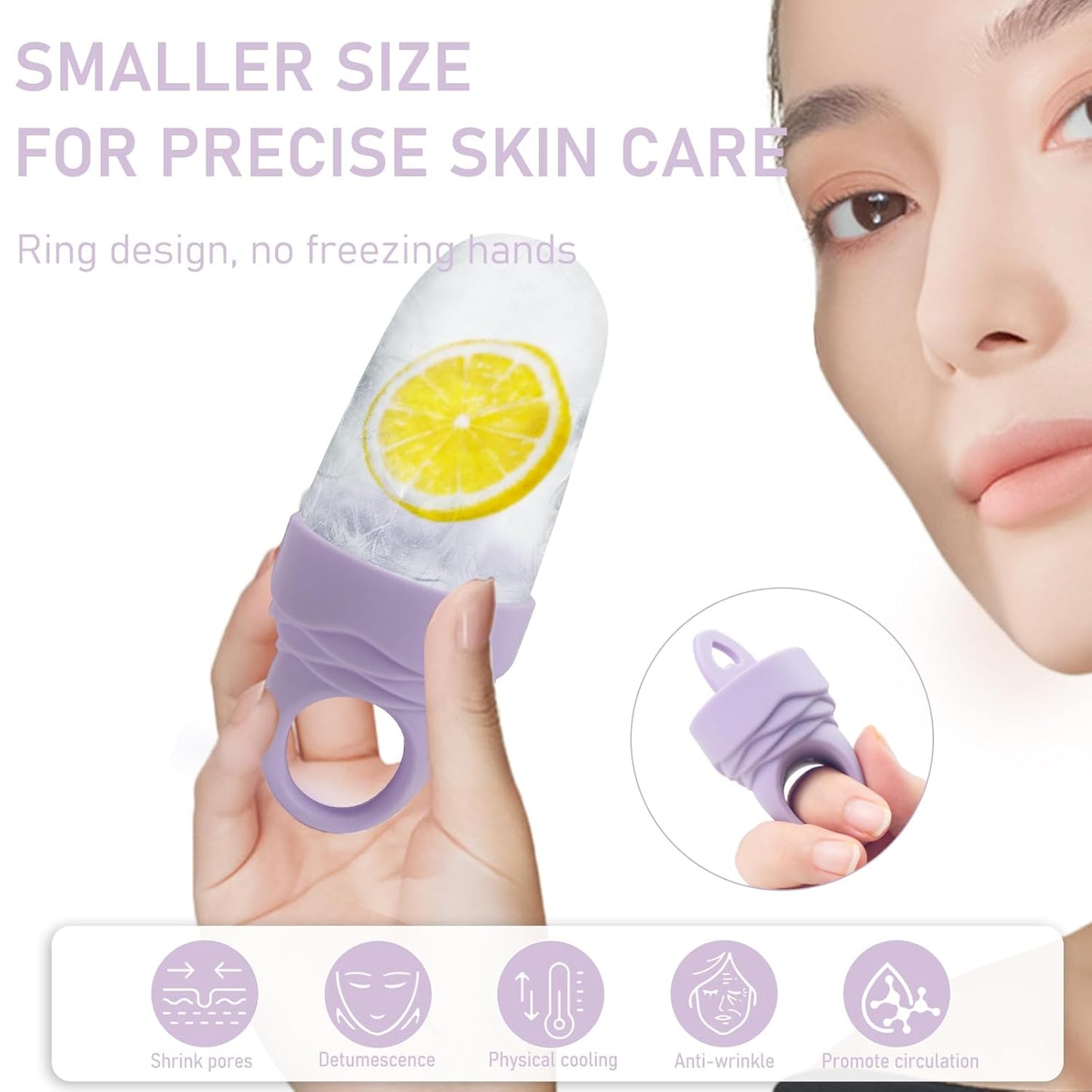 3 Pcs Facial Ice Roller Silicone Mold Reusable for Face Women and Eye Neck Cold Skin Care Tools Freezer De Puff Eye Bags Reduce Migraine Pain Purple