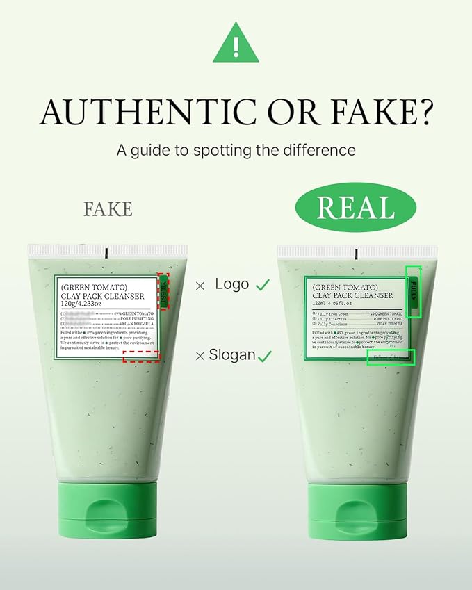 FULLY Green Tomato Pore Detox Clay Mask Cleanser, Pore Minimizing, Blackhead Care, Sebum Control, Exfoliation, Vegan, Face Wash, Sensitive Skin, Korean Skincare 4.05 fl.oz