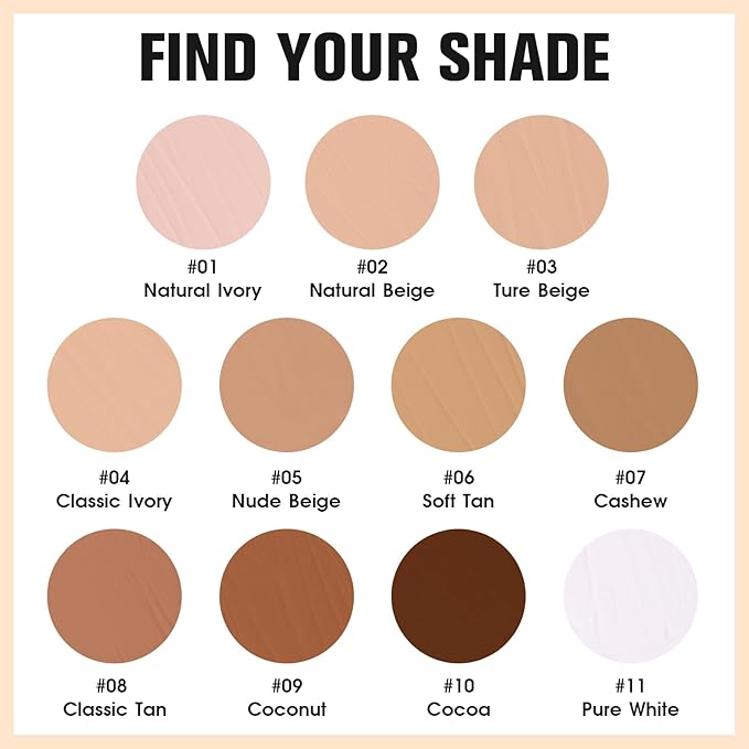 UCANBE Matte Liquid Foundation with Brush, Serum Foundation Face Makeup with Hyaluronic Acid, Medium to Full Coverage Waterproof Oil Control Longwear, for Mature Skin, Natural Ivory, 1 fl. oz.