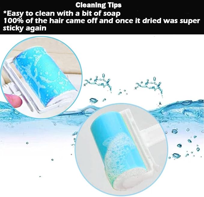 Sticky Lint Roller 3 Pack, Reusable Washable Lint Roller Pet Hair Remover Include Large and Small Size Cleaner for Clothes, Pet Hairs, Carseats