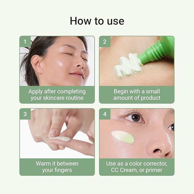 Meebak Cica Redness Solution Lite – Green Color Correcting CC Cream for Redness Relief w/Niacinamide & Centella Asiatica, Korean Tone Up Cream, Tinted Moisturizer for Sensitive, Fair to Medium Skin