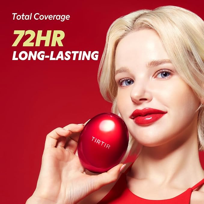 [*Mini Size*] TIRTIR Mask Fit Red Cushion Foundation | Full coverage, Weightless, Skin fit, Satin Glow Finish, Korean Makeup BB Foundation, beauty, Tattoo cover up, Buildable (#34C Amber, 0.15 Fl Oz)