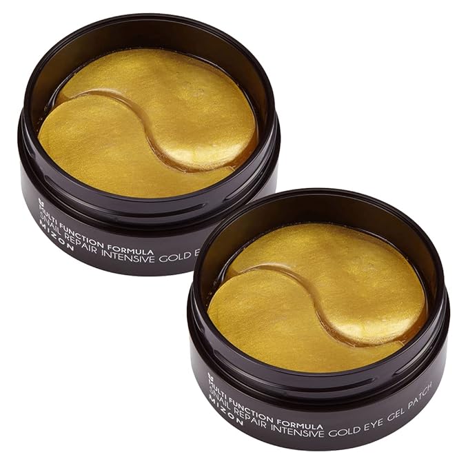MIZON 24K Gold and Snail Mucin Hydrogel Under Eye Patches for Puffy Eyes Dark Circles Moisturizing Fine Lines Korean Skincare Pack of (Pack of 2, 120 Pairs)