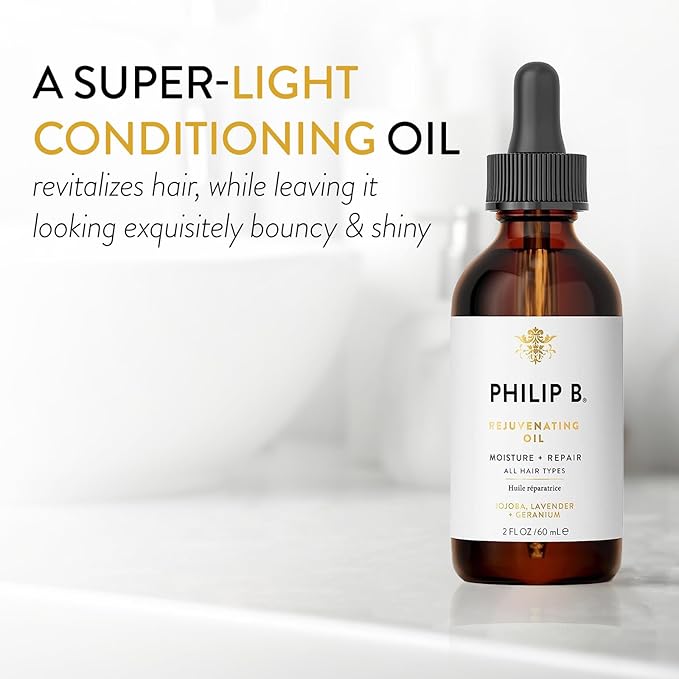 PHILIP B Rejuvenating Oil 2 oz. (60 ml) | Long-Term Hair Repair, Youthful Bounce, Strength and Shine