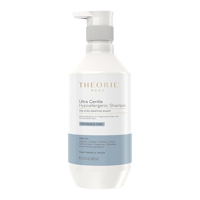 Theorie PURE Ultra Gentle Hypoallergenic Shampoo – Plant-Based & Vegan – Fragrance-Free – Designed for Delicate Scalp Care – Pump Bottle – 400mL