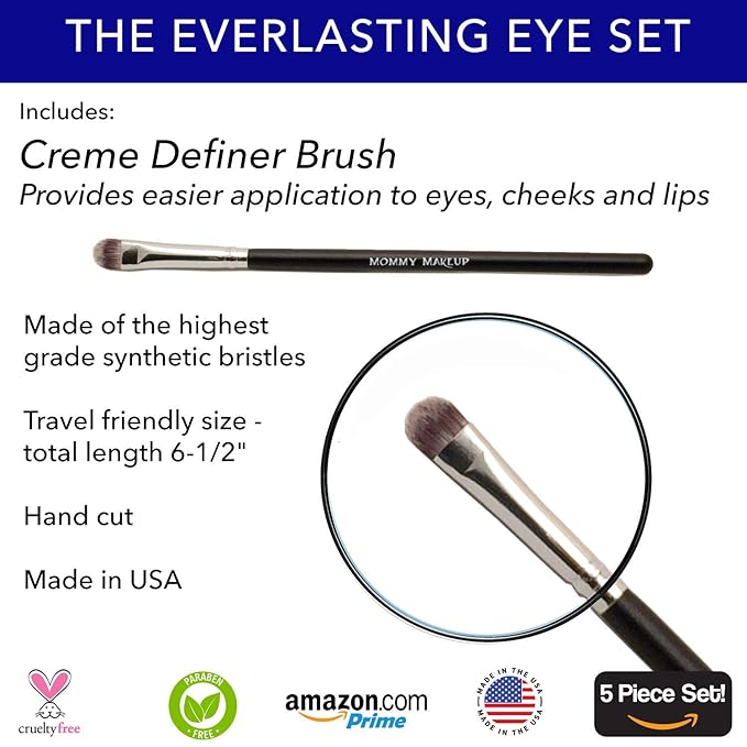 The Everlasting Eye 5 Piece Waterproof Makeup Set. Gel Eyeliner, Creme Eyeshadow, 2 brushes and Mesh Bag. Paraben-free, Talc-free, Cruelty-free. Misty Mocha/Chocolate Kiss 1802