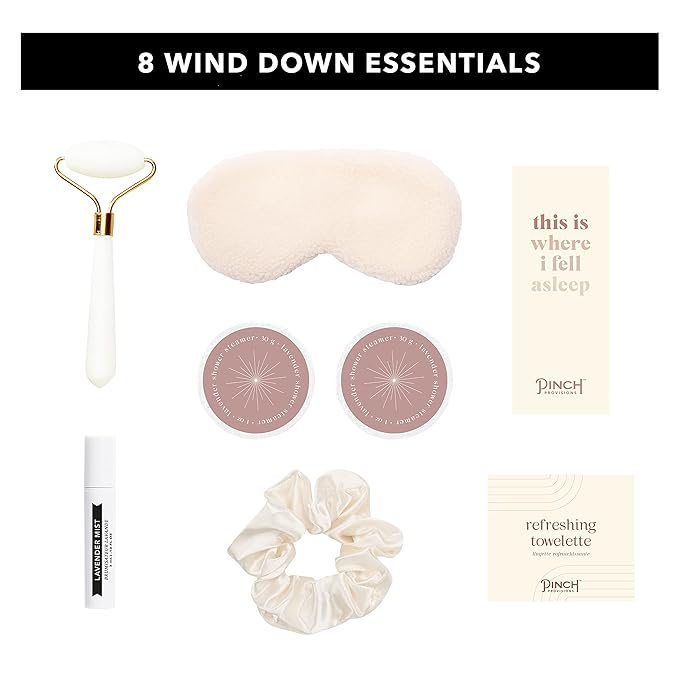 Pinch Provisions Be Kind UnWind Kit, Includes 8 Luxury Self Care and Spa Beauty Essentials, Perfect for Birthday Present, Self-Care Nights, Bachelorette, Christmas or Slumber Party Gift