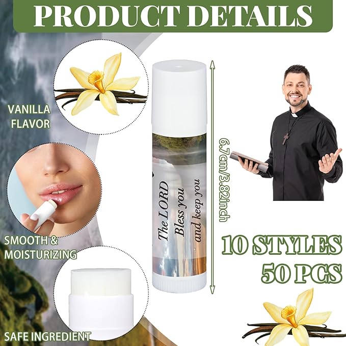 50 Pcs Lip Balm with Scripture Religious Lip Balm for Women Christian Lip Balms Bulk Gifts Faith Bible Verse Scripture Inspirational Gift Party Favors for Women Coworkers 10 Styles