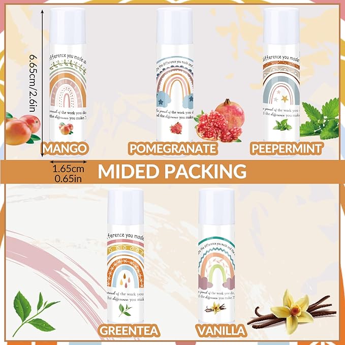 Teacher Appreciation Lip Balm Gifts Rainbow Employee Thank You Gifts for Being Awesome Graduation Party Favor for Teacher Coworkers Women Colleague Staff Friend Volunteer(100 Pcs)