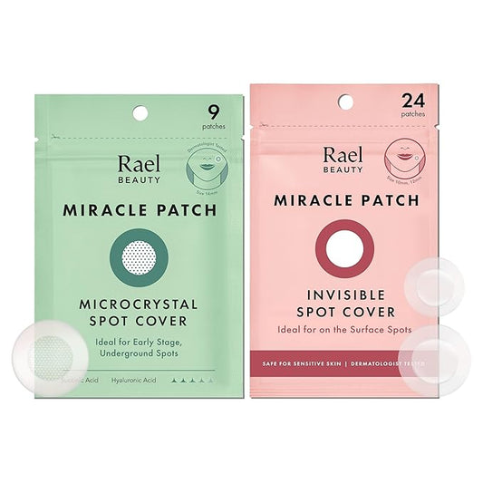 Rael Pimple Patches, Invisible & Microcrystal Spot Cover - Hydrocolloid Acne Patch for Face, Zit and Blemish, Breakouts, Vegan, Korean Skin Care (33 Count)