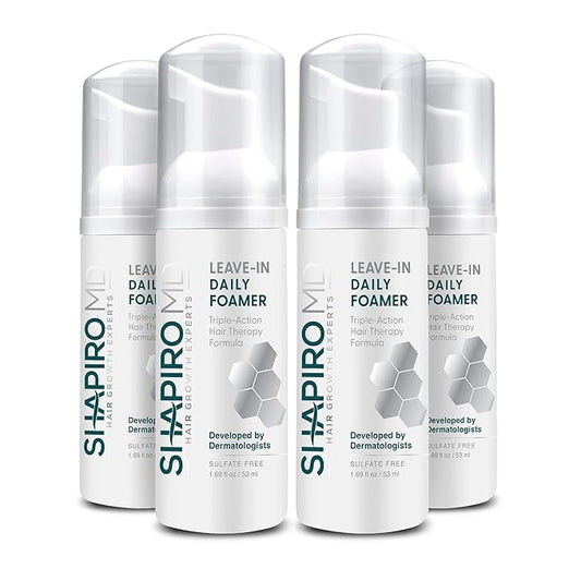Shapiro MD Hair Growth Experts Leave-In Daily Foam, DHT Fighting Vegan Formula for Thinning Hair Developed by Dermatologists, Experience Healthier, Fuller & Thicker Looking Hair - 4 Month Supply