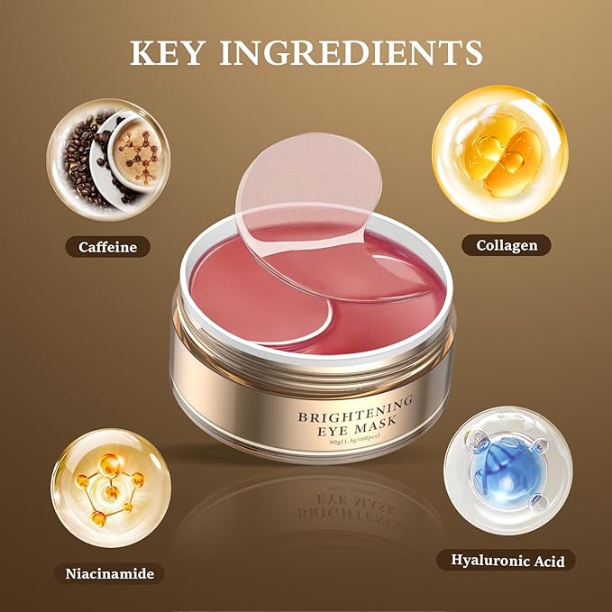 Puffy Eyes Smoothing Under Eye Patches, Caffeine Eye Masks for Wrinkles and Dark Circles, Undereye Bags, Brightening Skincare Treatment for Men & Women, Vegan & USA Tested